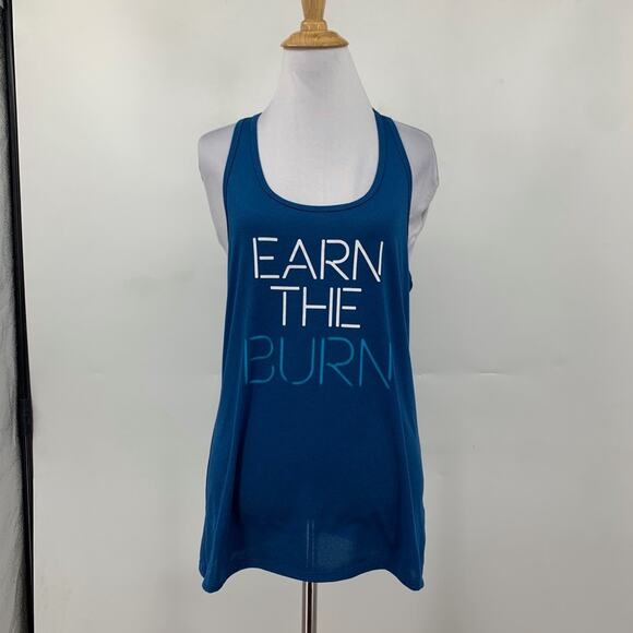 Nike Tank Top Womens S Small Blue Dri Fit Legend Earn The Burn Graphic Racerback - Picture 2 of 12